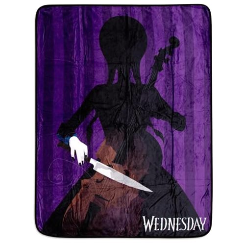 Silver Buffalo Addams Family Wednesday Cello Silhouette Fleece Throw Blanket