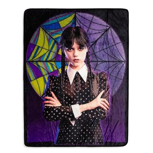 Silver Buffalo Addams Family Wednesday Signature Pose Raschel Fleece Throw