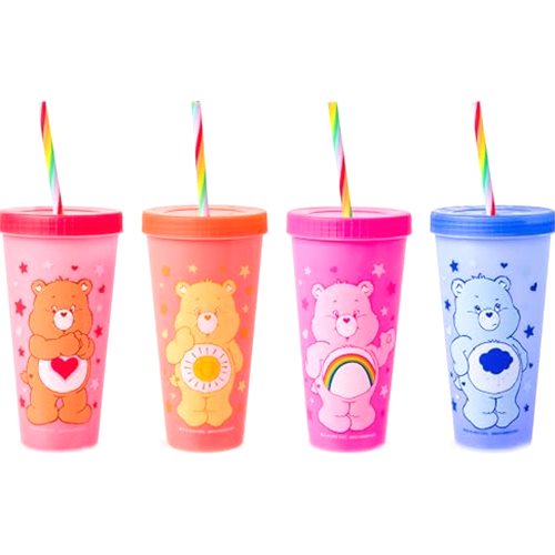 Silver Buffalo Care Bears Hearts and Stars 4 Pack Plastic Color Changing