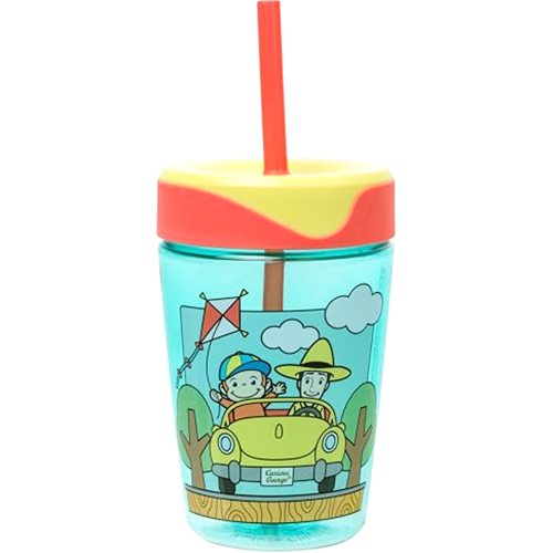 Silver Buffalo Curious George Driving Plastic Spill-Proof Tumbler