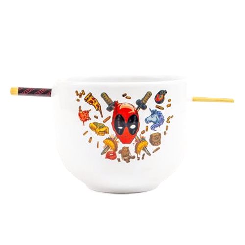 Silver Buffalo Deadpool Marvel Icons Ceramic Ramen Dinnerware Set