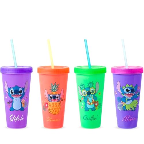 Silver Buffalo Disney Lilo and Stitch Tropical Poses 4 Pack Color Change