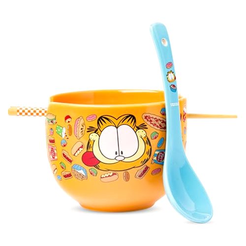 Silver Buffalo Garfield Hungry Junk Food Ceramic Ramen Noodle Rice Bowl