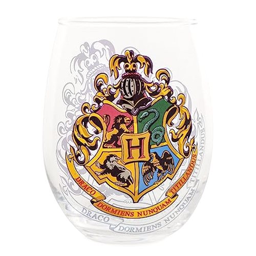Silver Buffalo Harry Potter Hogwarts Crest Stemless Glass w/Display Box
