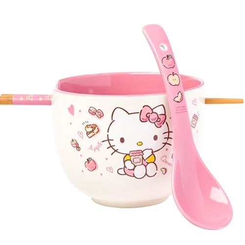 Silver Buffalo Hello Kitty Ceramic Ramen Bowl with Chopsticks