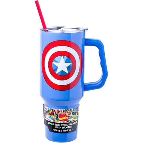 Silver Buffalo Marvel Captain America Shield Double Walled Stainless Steel