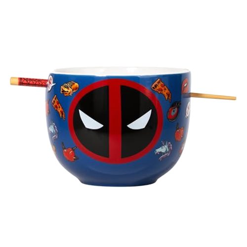 Silver Buffalo Marvel Deadpool Iconography Ceramic Ramen Dinnerware Set