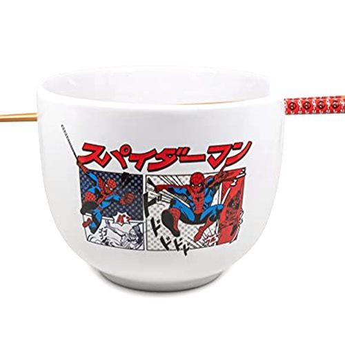Silver Buffalo Marvel Spider-Man Japanese Manga Comic Panels Ceramic Ramen