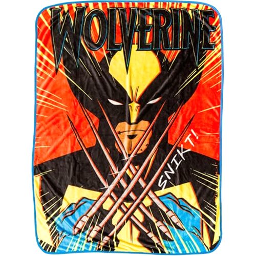 Silver Buffalo Marvel X-Men Retro Wolverine Snikt! 45" x 60" Fleece Throw