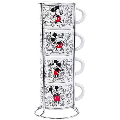Silver Buffalo Mickey Mouse 4pc Stackable Ceramic Espresso Cup Set