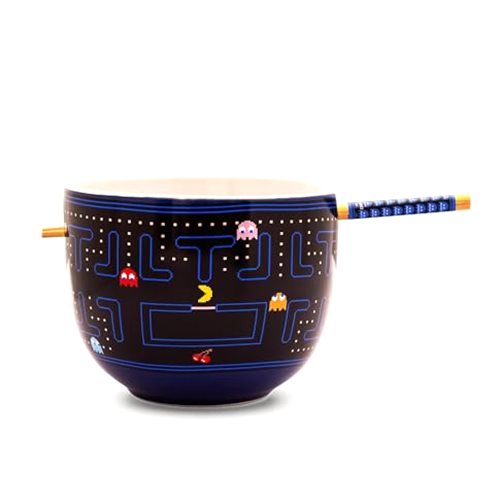 Silver Buffalo Pac-Man Classic Maze Ceramic Ramen Dinnerware Set