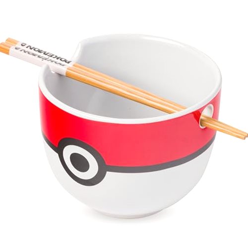 Silver Buffalo Pokemon Pokeball Ceramic Ramen Noodle Bowl with Chopsticks