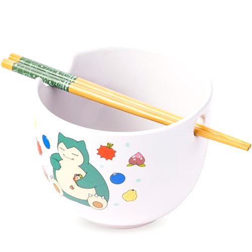 Silver Buffalo Pokemon Snorlax Relaxing and Eating Food Ceramic Ramen Noodle