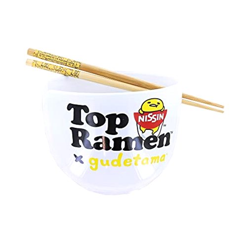Silver Buffalo Sanrio Gudetama Top Ramen More Please 20oz Ceramic Ramen Bowl