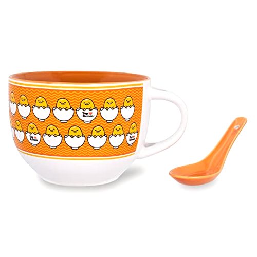 Silver Buffalo Sanrio Gudetama x Nissin Top Ramen 24-Ounce Ceramic Soup Mug