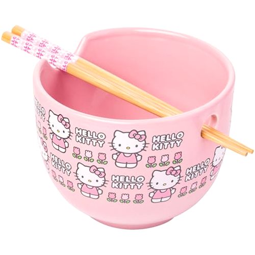 Silver Buffalo Sanrio Hello Kitty Flowers Pattern Ceramic Ramen Noodle Rice