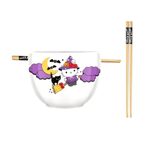 Silver Buffalo Sanrio Hello Kitty Halloween Spooky Witch Ceramic Ramen Noodle