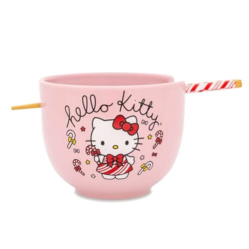 Silver Buffalo Sanrio Hello Kitty Holiday Peppermint Ceramic Ramen Dinnerware