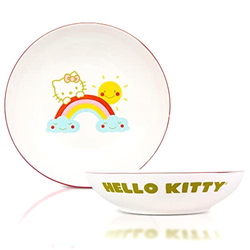 Silver Buffalo Sanrio Hello Kitty Rainbow 9-Inch Ceramic Coupe Large Dinner