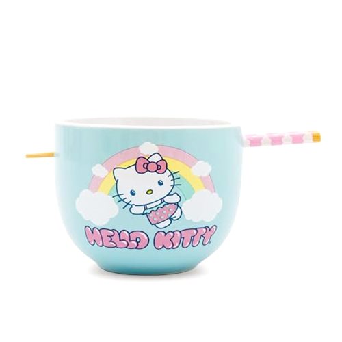 Silver Buffalo Sanrio Hello Kitty Rainbow Ceramic Ramen Dinnerware Set