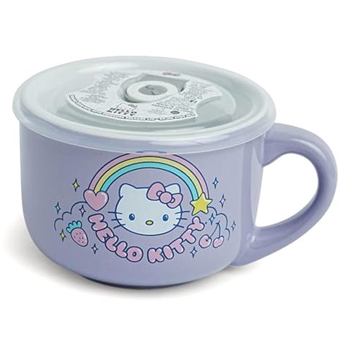 Silver Buffalo Sanrio Hello Kitty Rainbow Ceramic Soup Mug Bowl With Vented