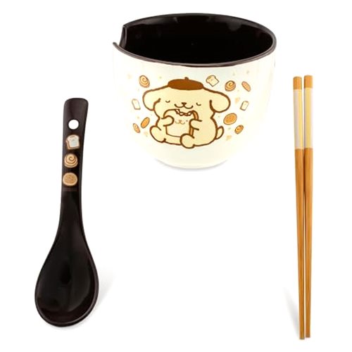 Silver Buffalo Sanrio Pompompurin 20-Ounce Ramen Bowl With Chopsticks and Spoon
