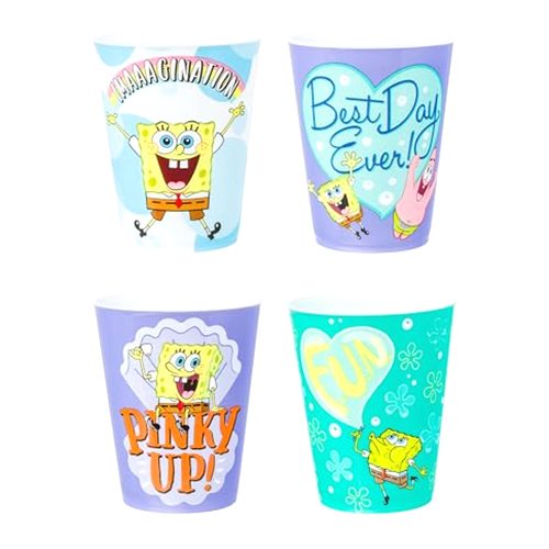 Silver Buffalo SpongeBob SquarePants 4 Piece Plastic Mini Cup Set
