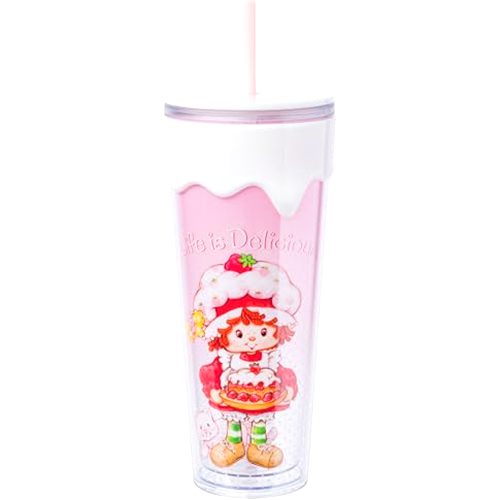 Silver Buffalo Strawberry Shortcake “Life is Delicious” Plastic Drip Tumbler