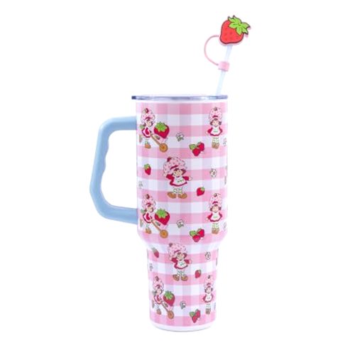 Silver Buffalo Strawberry Shortcake Pink Pattern Stainless Steel Travel