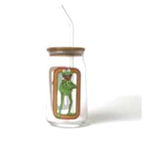 Silver Buffalo The Muppets Kermit The Frog 16-Ounce Glass Tumbler With Bamboo